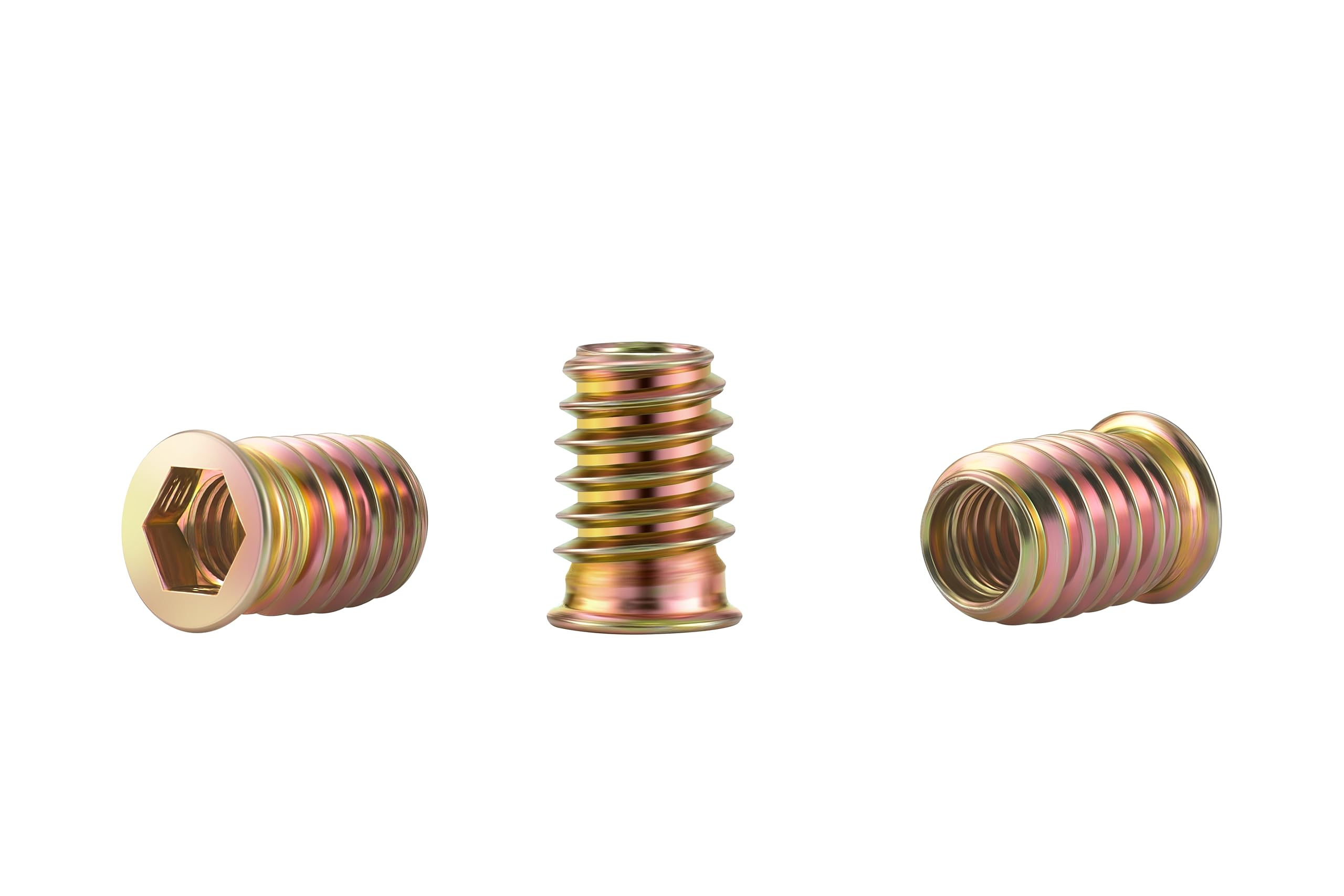 25 dadi a vite M8 x 25 mm, inserti filettati in acciaio zincato con rivestimento in zinco colorato, boccola filettata esagonale, dadi stabili per mobili in legno