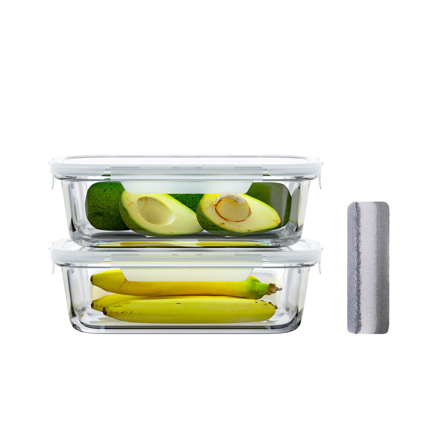 Glass Food Containers With Lids [2 Pack] - Reusable Lunch Box, Heat & Cold Resistant Storage Containers, Microwave, Oven & Dishwasher Safe