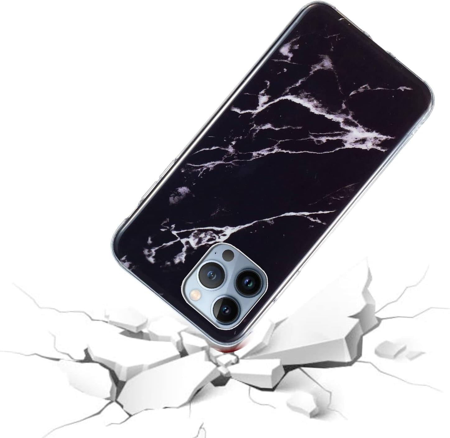 3 Custodie In Marmo Per IPhone 15 Con Glitter E Tecnologia IMD: Protezione Anti-giallo E Stile Unico! - 2