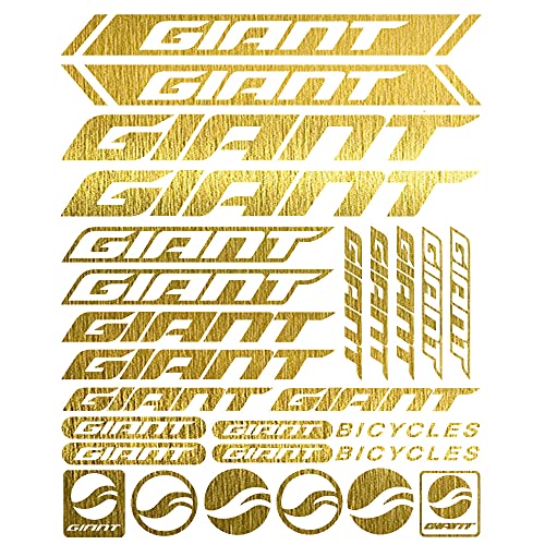 (New) Kit For GIANT Vinyl Die-Cut Decals Stickers Sheet Bike Frame Bicycle Cycle Cycling MTB BMX Road Styling Decorative Accessories Stickers Set (Brushed Gold)
