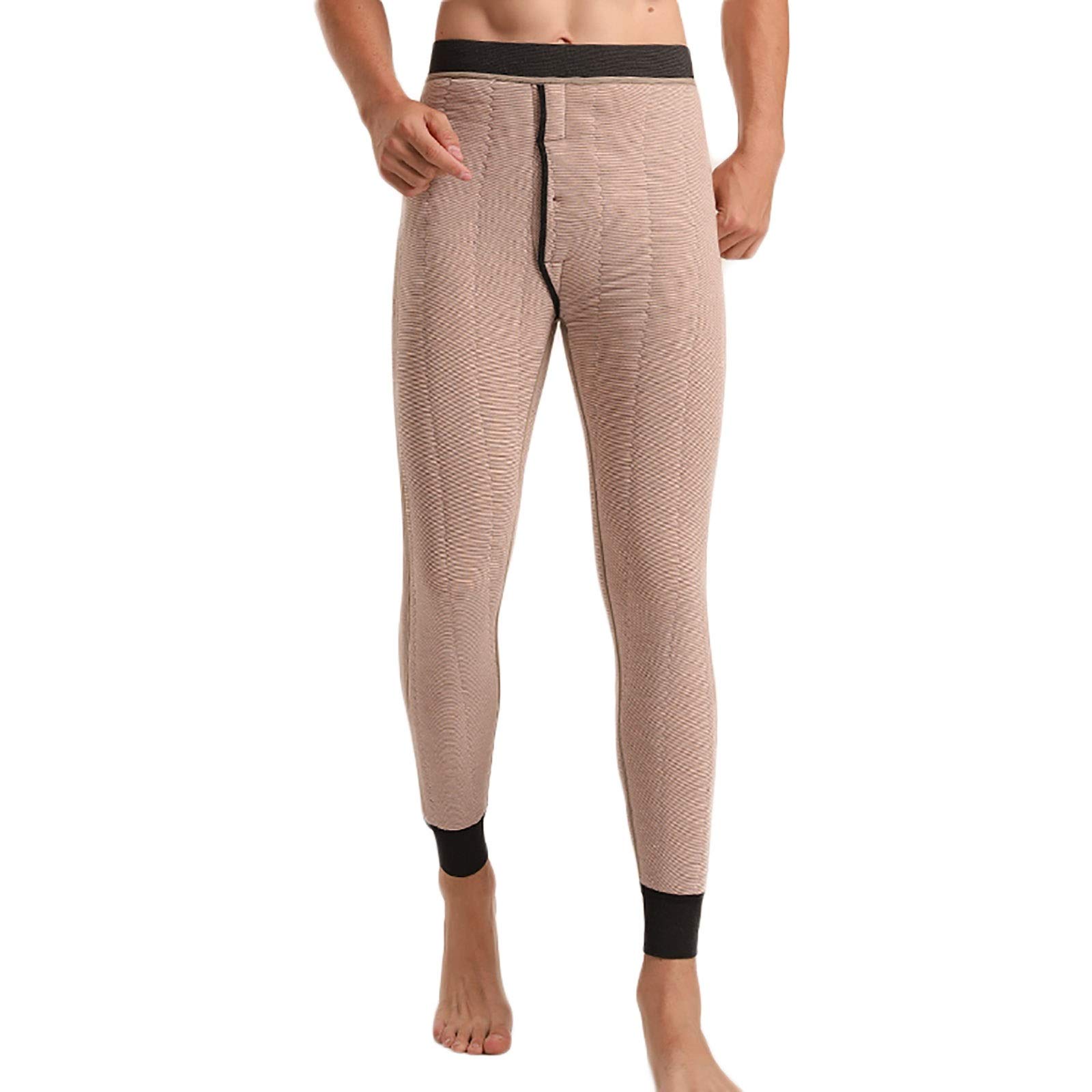 G&F Męskie spodnie termiczne, legginsy, wełniane, z podszewką, ciepłe, grube, długie majtki zimowe (kolor: C, rozmiar: średni)