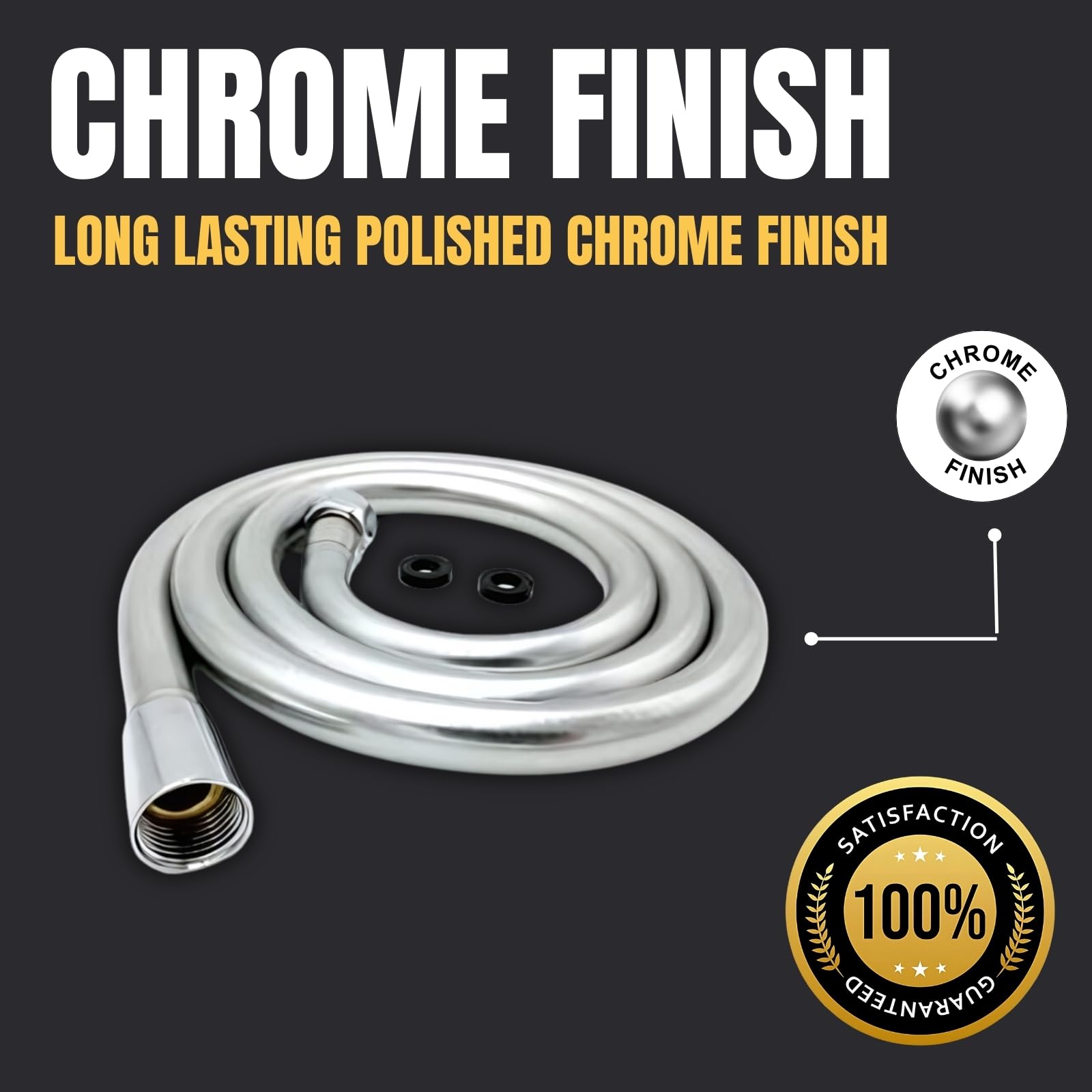1.5M Silver Smooth PVC Shower Hose with Chrome Finish - Durable, Flexible, and Stylish for Modern Bathrooms - Image 3