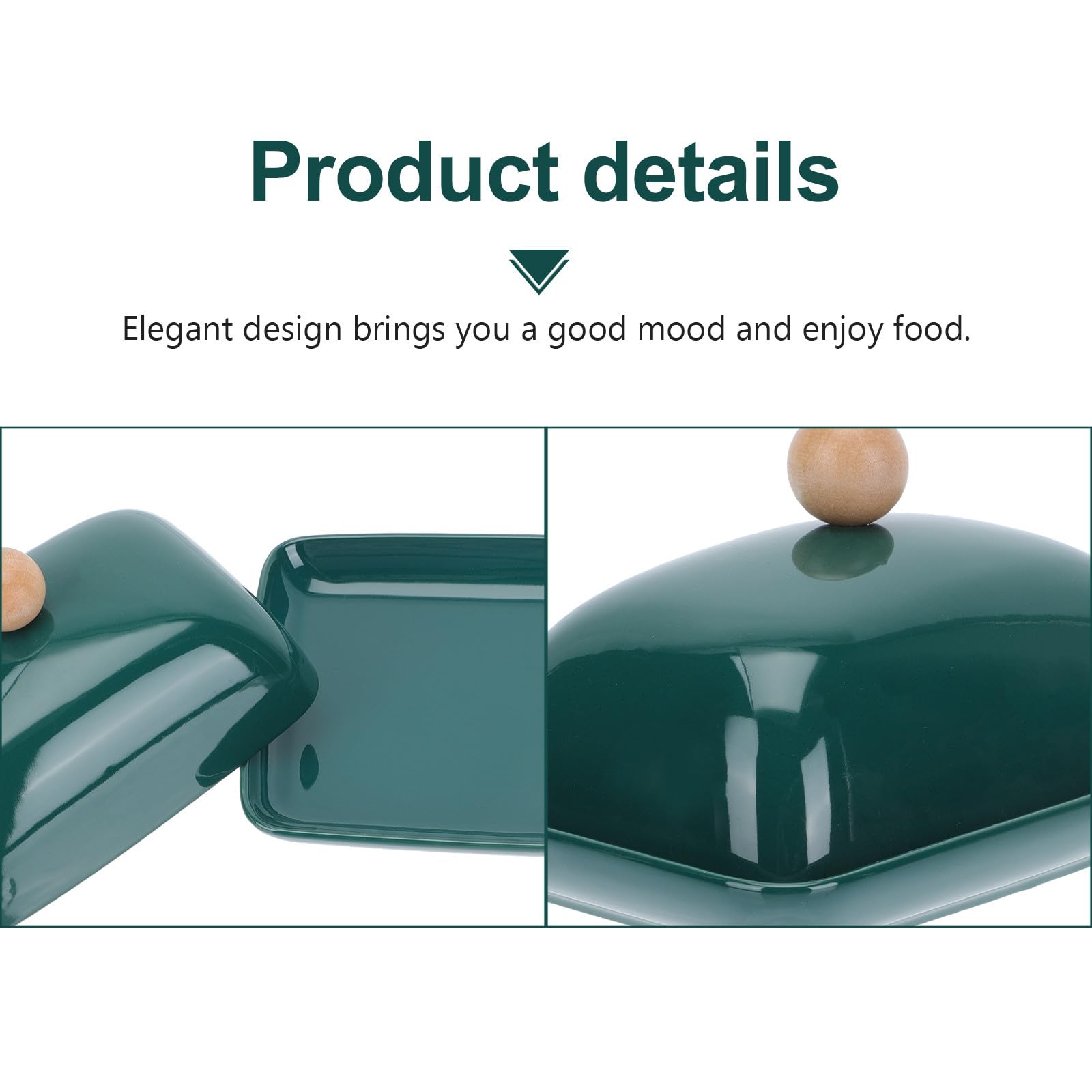 DECHOUS Design Élégant Rectangulaire en Céramique avec Couvercle et Couteau Intégré Vert , Pratique Repas Quotidiens et Cérémonies de Remise de Diplômes