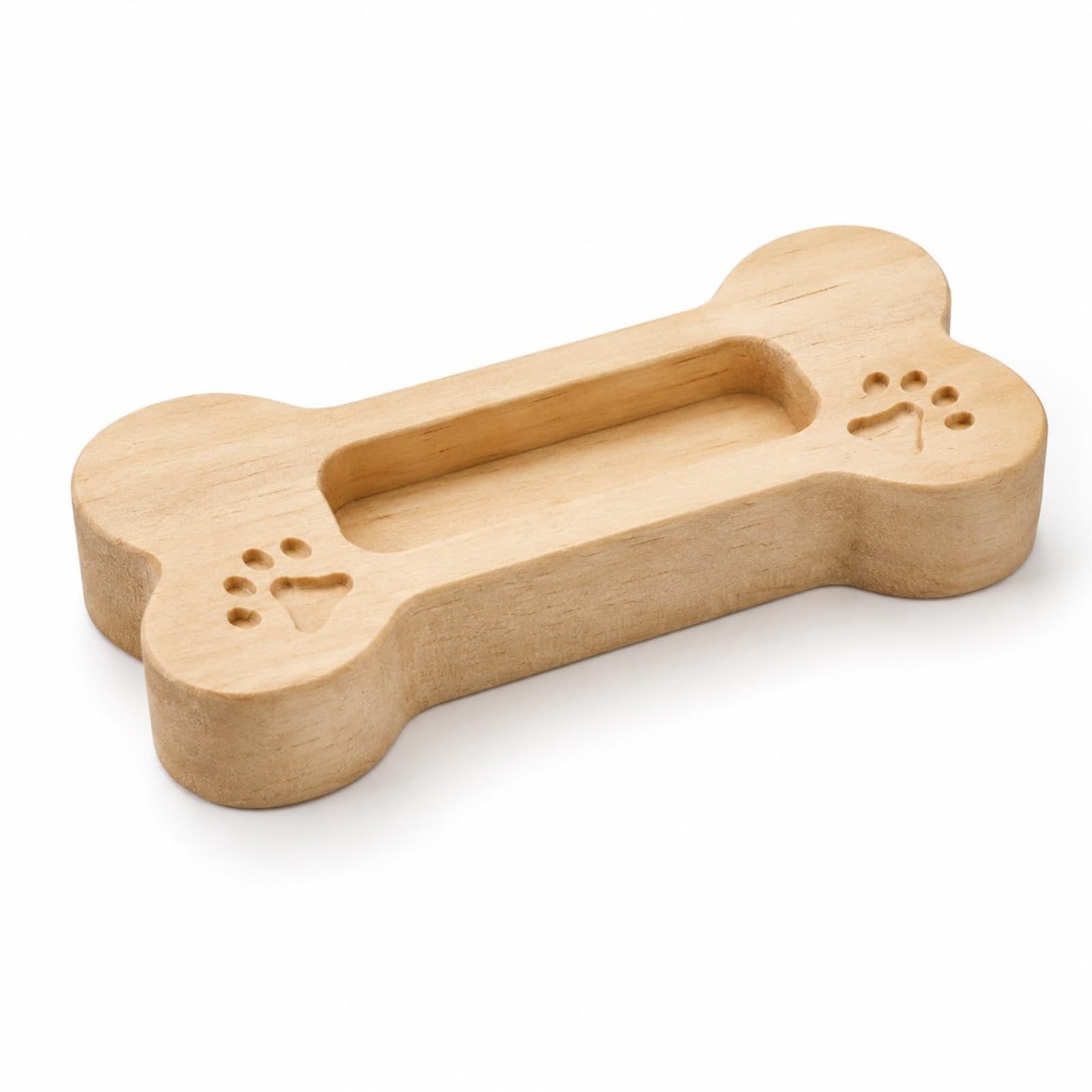DCYQAIN Dog Bone Shaped Bamboo Business Card Holder, Farmhouse Style Wooden Desk Name Card Display Stand, Tabletop Organizer for Office Desktop Decor & Stationery Storage