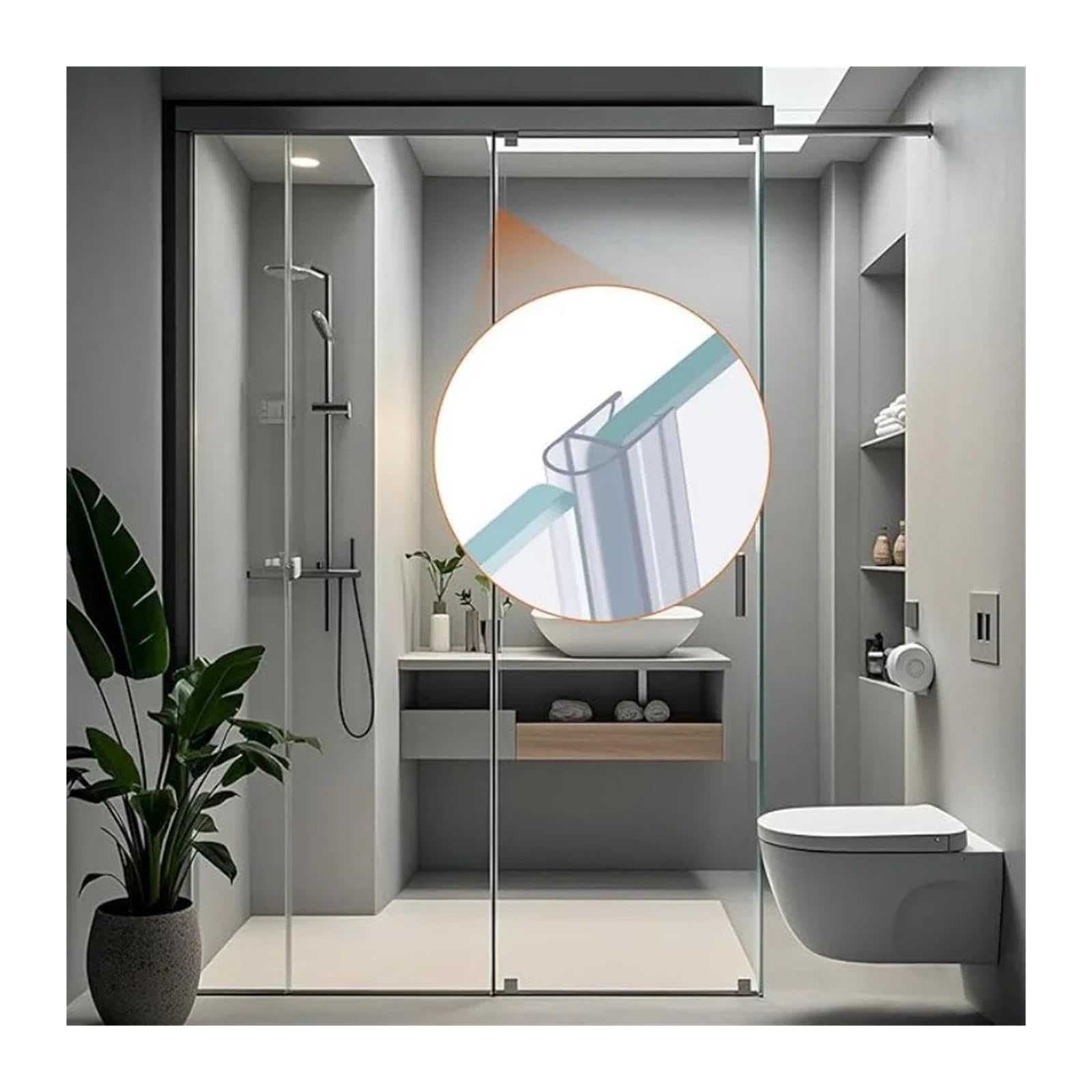 Guarnizione Doccia Sottoporta Striscia di guarnizione for porta dello schermo della doccia senza colla