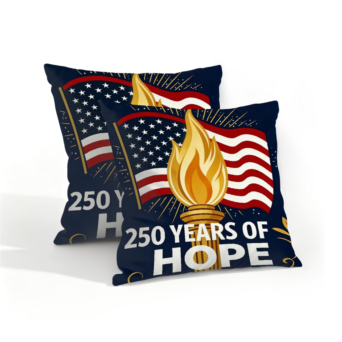 Outdoor Pillow Covers Waterproof Pillowcases 16x16in Set of 2 American Flag 250 Years of Hope Decorative Throw Cushion Case for Couch Sofa Garden Patio Furniture