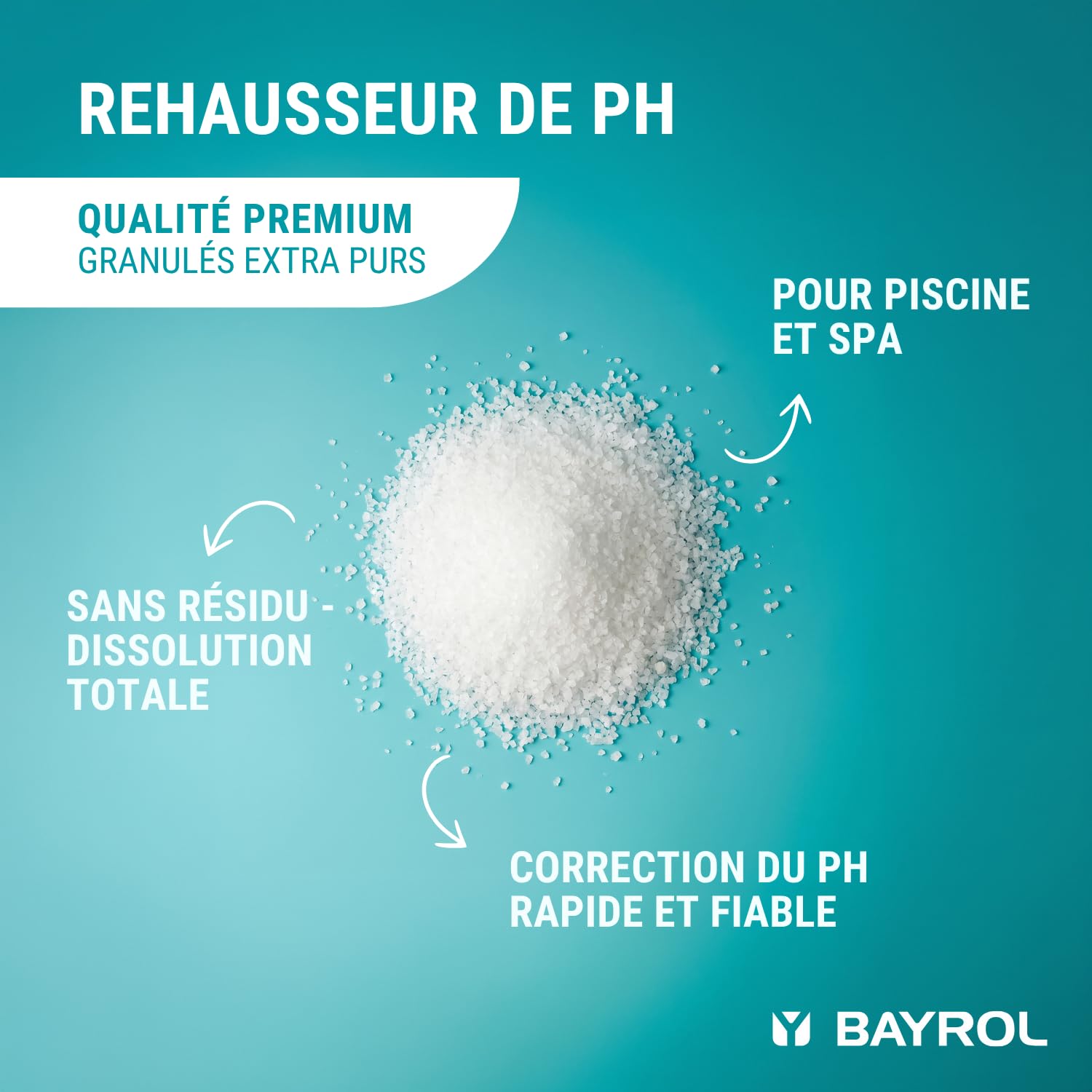 BAYROL e-pH-Plus Piscine et Spa 5 kg - Réhausseur de pH Rapide - Granulés pH+ pour Piscine et Spa - Doseur Inclus - Corrige pH Bas