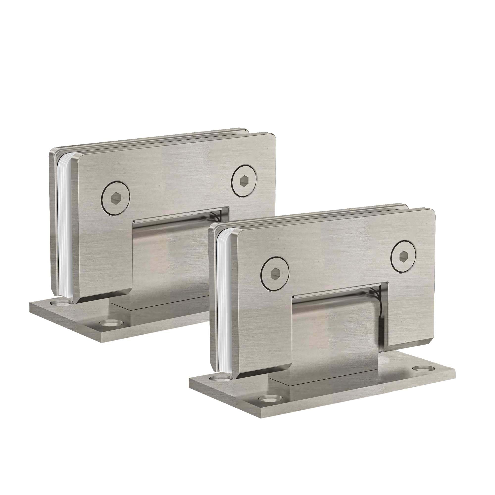 Charnière porte de douche verre 90° nickel brossé pour rénovation salle de bain sans cadre
