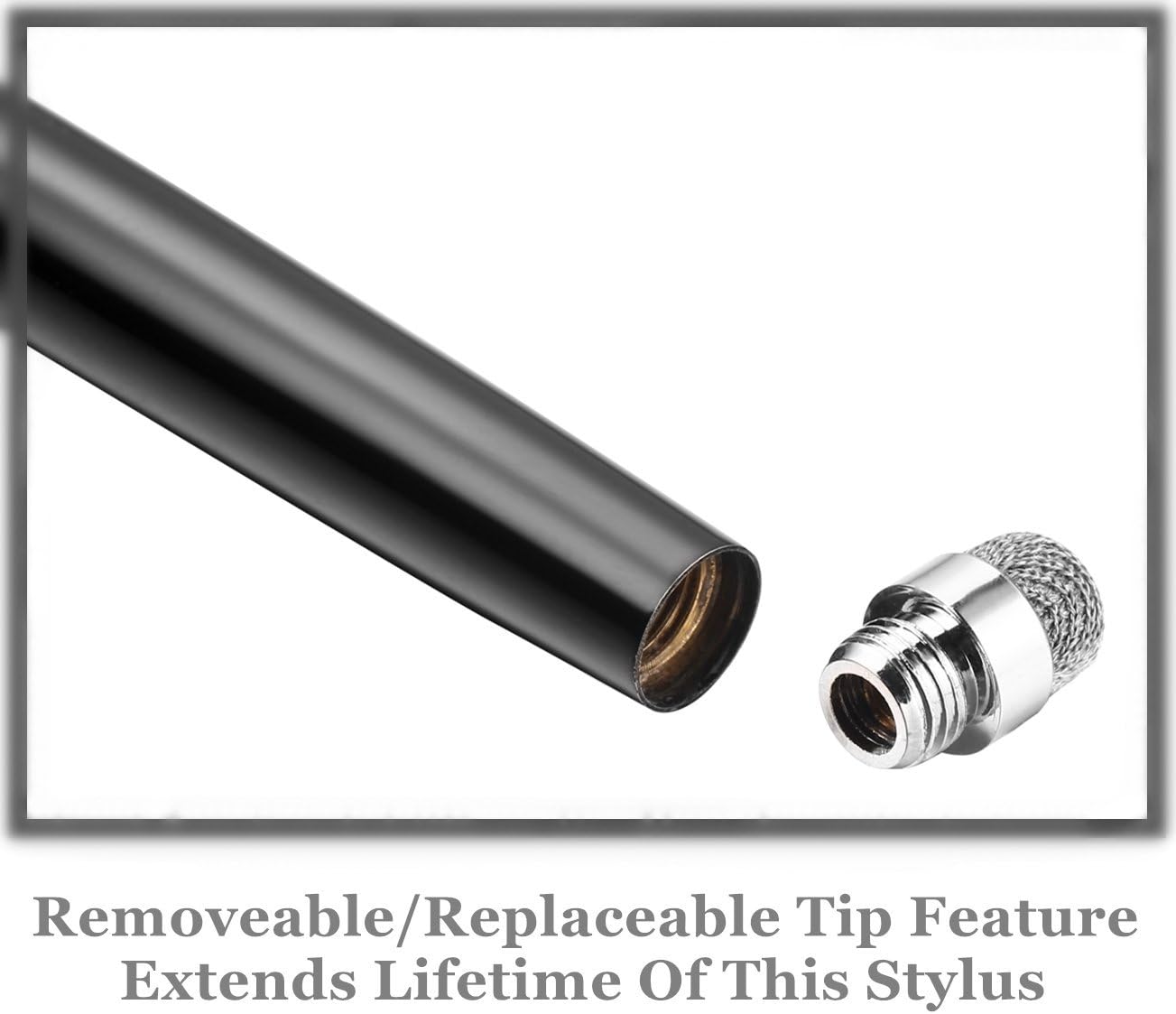 MEKO 2PCs [2-in-1 Micro-Fiber Series] Dual Purpose Stylus/Styli Pen- Micro Fiber Tip(Replaceable) / Fine Ball Pen For Touch Screen Smartphones,Tablets -(Black / Silver) -{New Upgraded Version}