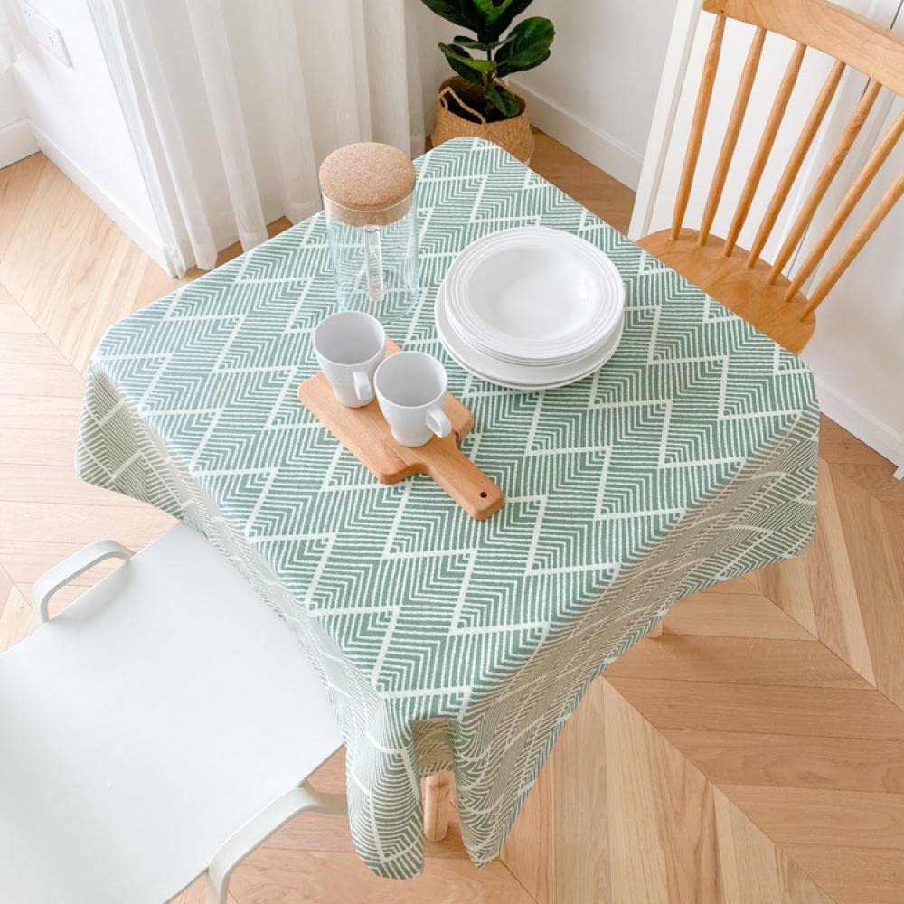 Nappe Ciree Imperméable de Table Réutilisable Antitache Anti Taches Tissu Motif Vert 130 × 220cm