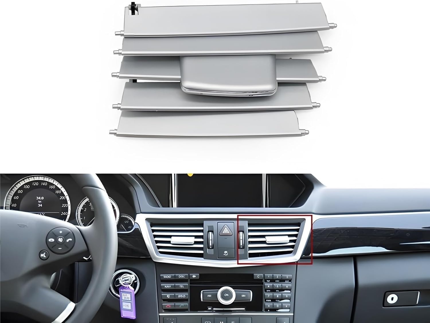 HAUINVC Car Dashboard Console Left Right Air Conditioner Ac Vent Grill Compatible for Benz E Class 4-Doors W212 2009-2012(Left air Outlet)(Center air Outlet (Right))