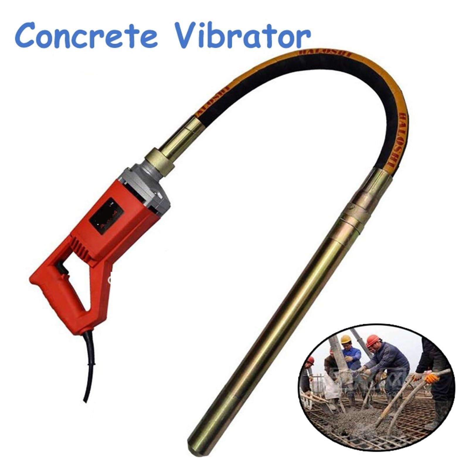 Vibrador de hormigón de 35 mm, estable, motor de 900 W, herramientas de construcción con tubo de 1 m/1,5 m, fácil de manejar(1.5m tube)