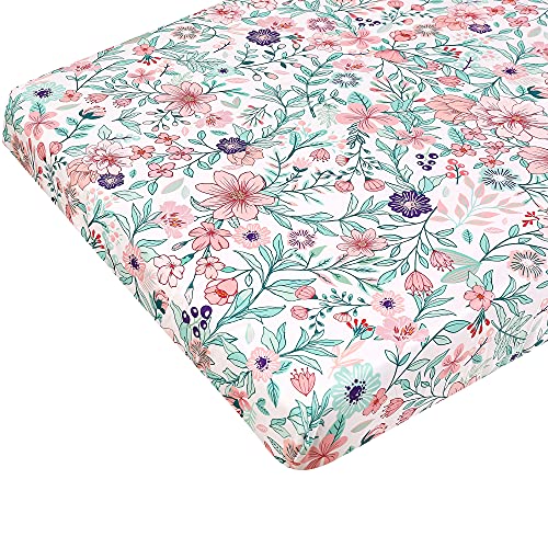 Baevellery Crib Bedding Set For Girls 3Piece Soft Floral Crib Set For Baby Girl Bedding Crib Set Cunas Para Bebes Standard Size Pink White - Fitted Sheet Crib Comforter Crib Skirt (Pink Giraffe) #TOP5
