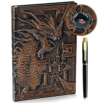 Cuaderno de escritura en relieve de dragón 3D con juego de bolígrafos, diario DND de tapa dura, hecho a mano, diario de viaje, accesorios de RPG, regalo para jugadores de DM y D&D, hombres y mujeres | Ya disponible en tu tienda friki favorita! En mundofriki.es!