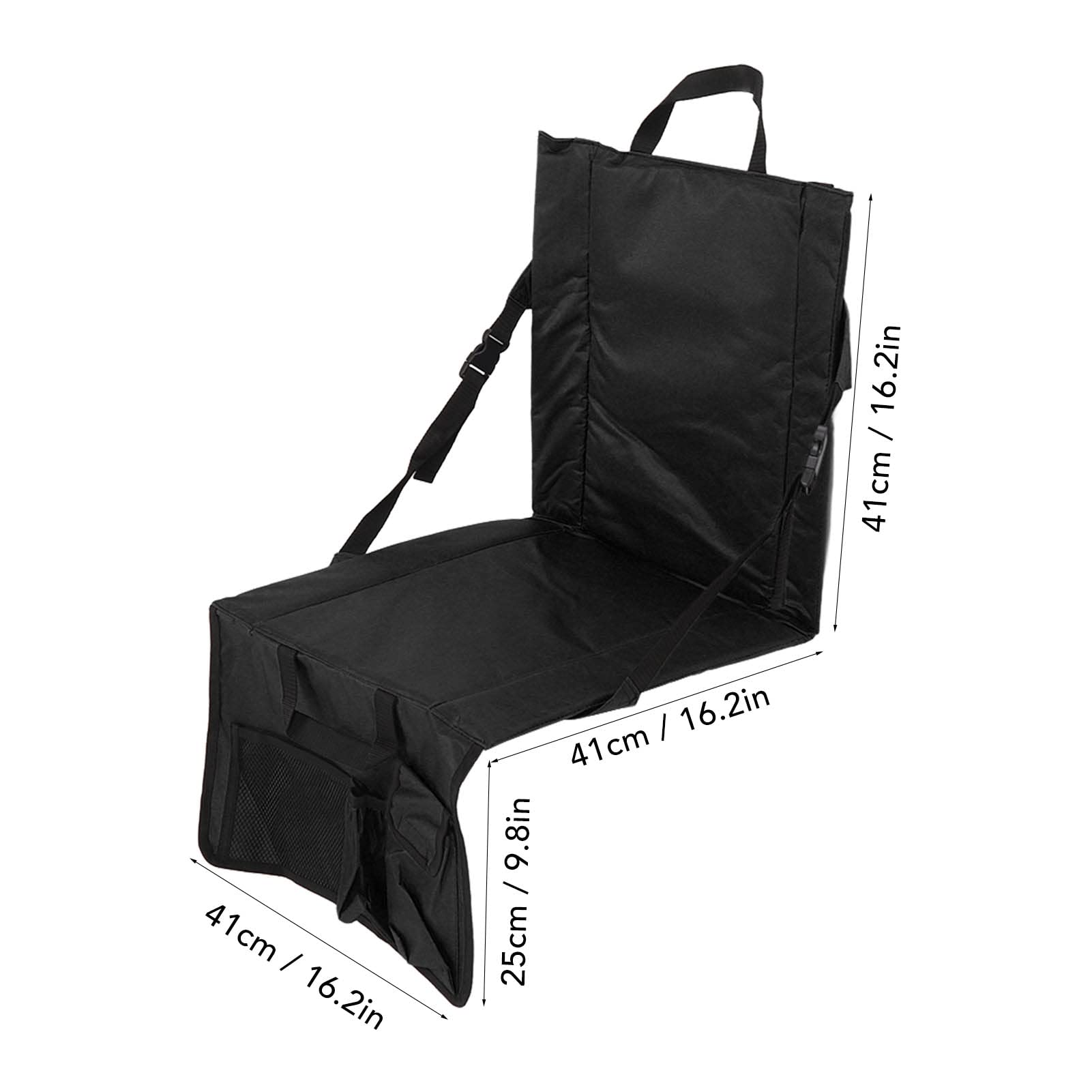 Stadium Seats for, Bleachers 600D Oxford Cloth Adjusted Folding Chair Angle & Cushions Portable Bleacher with PocketBlack Pocket Sandbeach Picnic BBQ Black (Black)