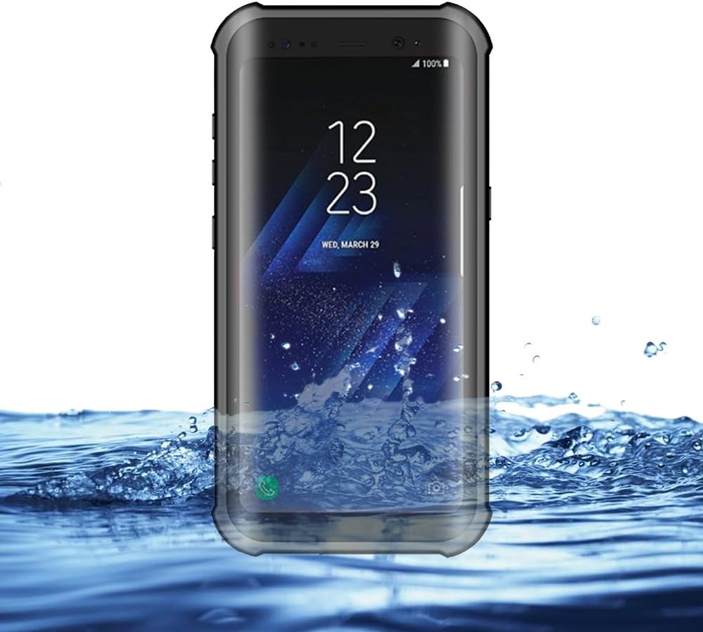 Eazewell Durable Ultra Slim 100% Waterproof Case Shockproof Dustproof Snowproof Hard Shell Underwater Protective Box Rugged Cover with Kickstand for Samsung Galaxy S8+ Plus SM-G955 (Black)