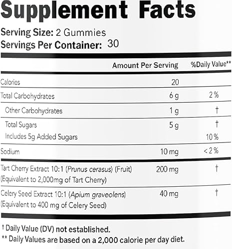 Miniatura 2 de Katherine & Clark Gomitas Montmorency Tart Cherry Gold - Gomitas de extracto de cereza ácida con semillas de apio - Promueven niveles saludables de