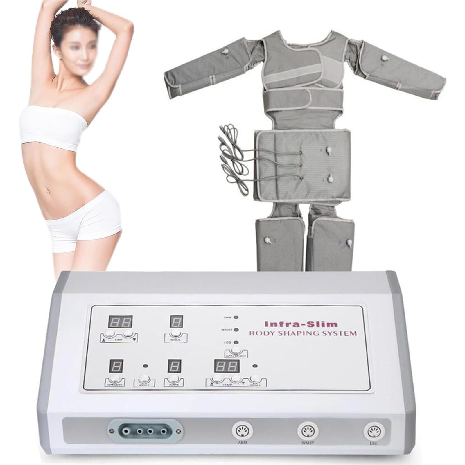 Macchina per Il Drenaggio Linfatico Professionale, Pressione dell'Aria Gambe Vita Braccia Massaggio Disintossicante Bellezza Corpo Scolpire Strumento Dimagrante, Indumenti per Sauna Sudorazione