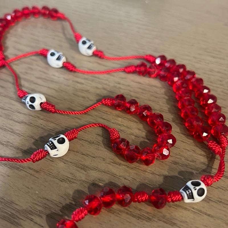 Santa Muerte thread rosary. Rosario de hilo de la Santa Muerte. (Red) Jewelry joyeria accesorios - Image 4