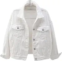 Jaqueta Jeans Feminina Boyfriend Manga Longa Solta Moda Casaco de Transição Primavera Outono com Botão