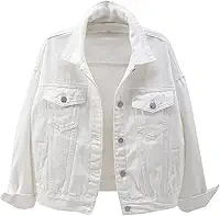 Jaqueta Jeans Feminina Boyfriend Manga Longa Solta Moda Casaco de Transição Primavera Outono com Botão