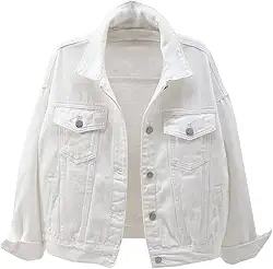 Jaqueta Jeans Feminina Boyfriend Manga Longa Solta Moda Casaco de Transição Primavera Outono com Botão