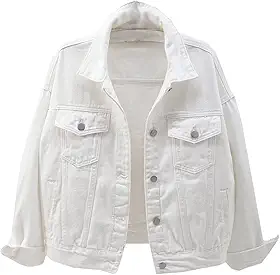 Jaqueta Jeans Feminina Boyfriend Manga Longa Solta Moda Casaco de Transição Primavera Outono com Botão