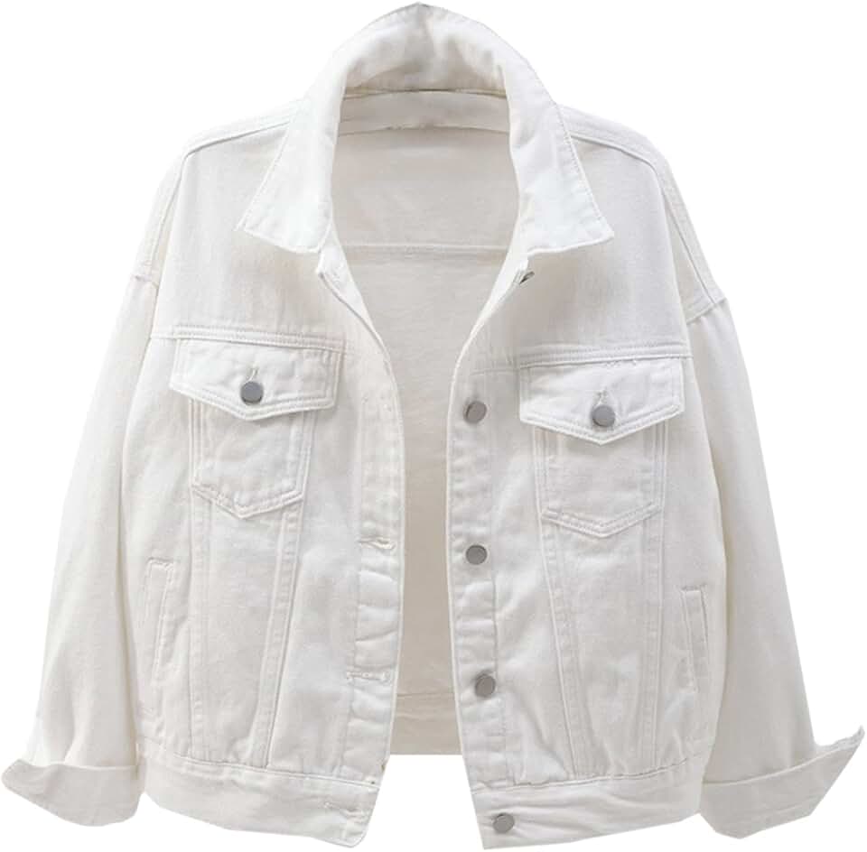 Jaqueta Jeans Feminina Boyfriend Manga Longa Solta Moda Casaco de Transição Primavera Outono com Botão