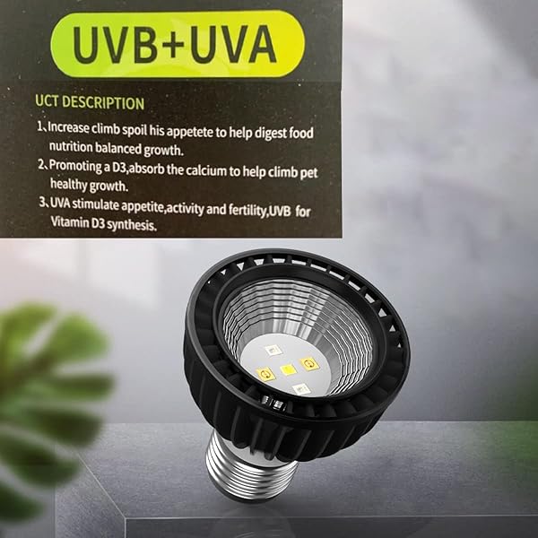 QeeHeng Lampadina Rettili 15.0 UVB UVA E27 - per Foresta Pluviale, Tartarughe, Anfibi e Serpenti - Lampada a Risparmio Energetico (UVA + UVB 15.0) - 5
