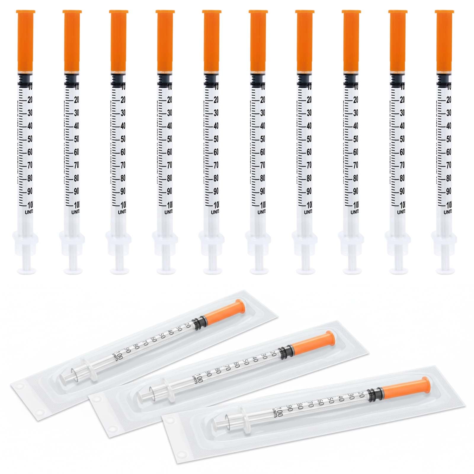 1ml/cc Disposable Syringe with 30G 5/16" (8mm) Needle, Lab Supplies,Individual Wrapped, Pack of 100 (30G 5/16"(8mm))