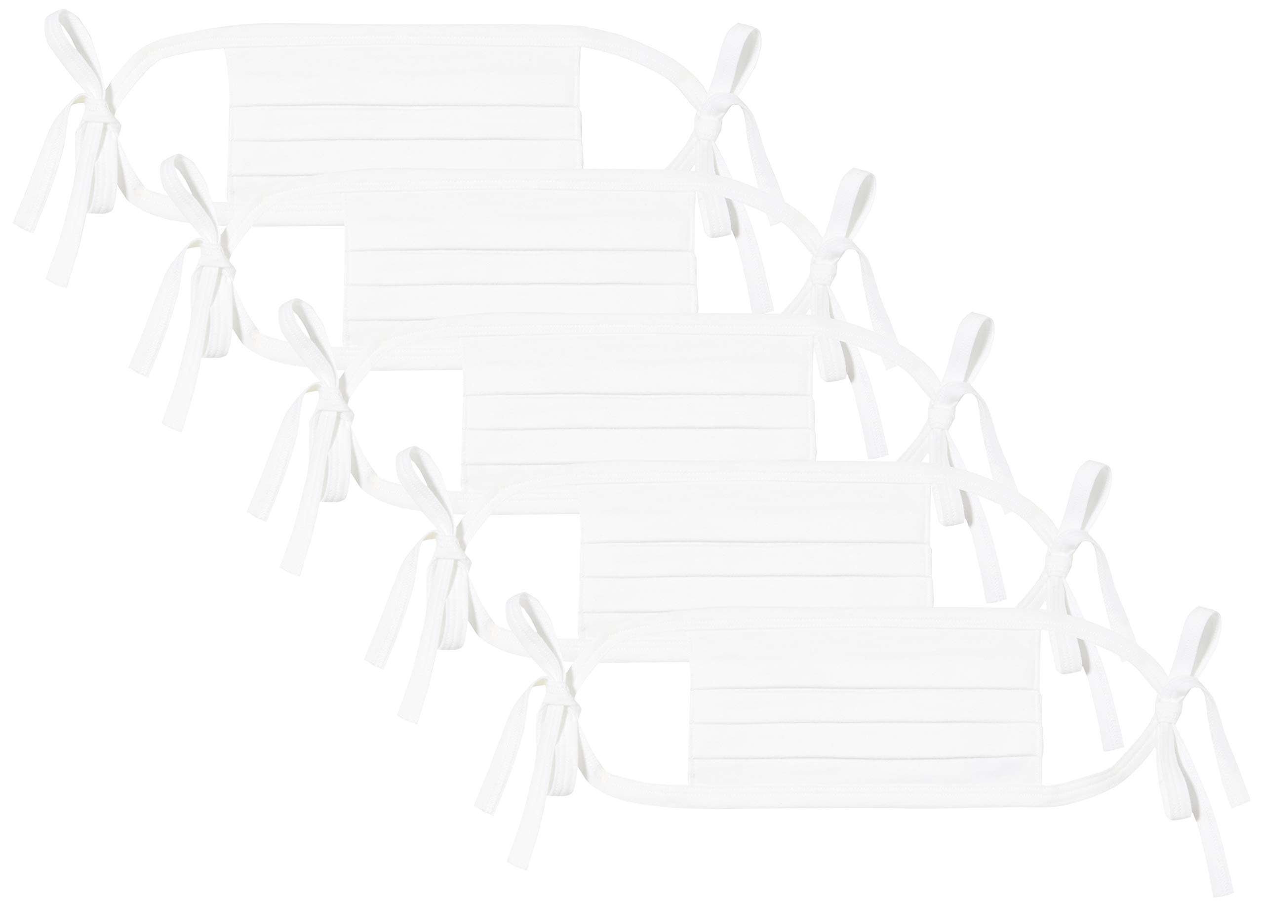 Pleated Adult Face Mask Self-Tie 5 Pack Adult Self Tie Mask, White, One Size (Pack of 5)