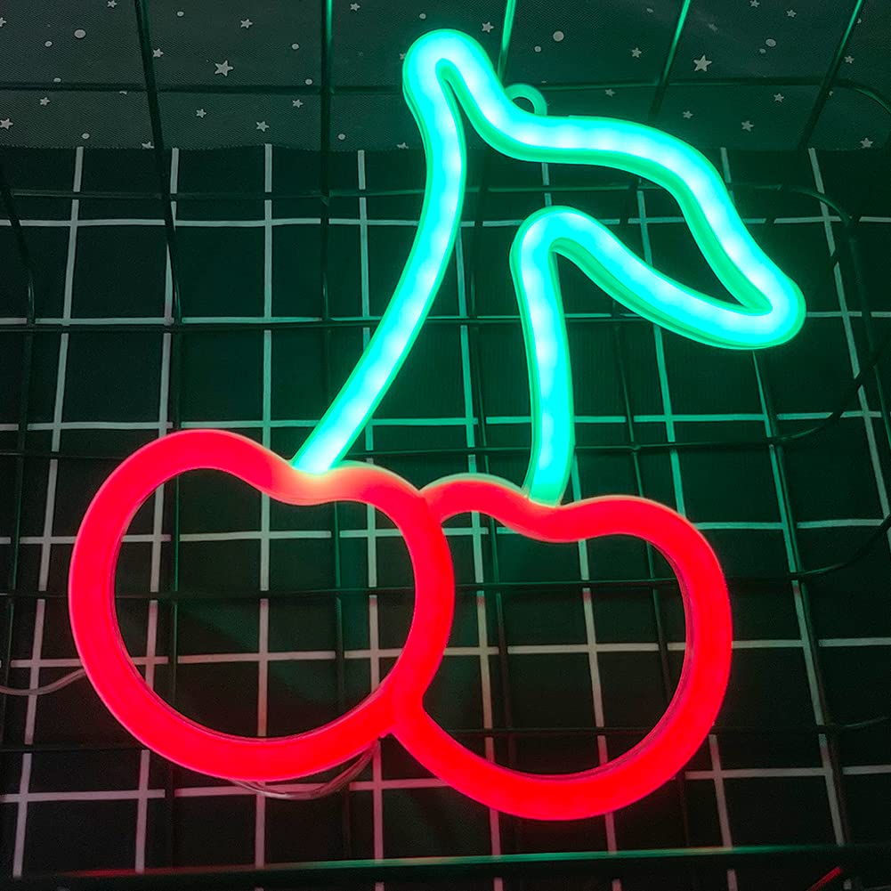 Neonowe światło wiśniowe Cherry Neon Light Sign LED neonowa tabliczka LED na lampę USB lub zasilanie bateryjne neonowe światło Sign do pokoju dziecięcego, sypialni, baru, restauracji, na Walentynki
