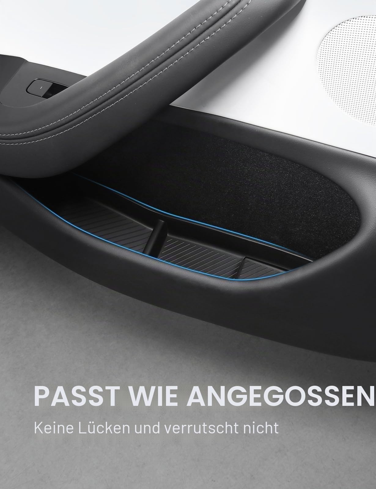 BASENOR 2024-2026 Tesla Model 3 Türseitenaufbewahrungsbox, Türfach-Einsätze, TPE-Organizer-Tray-Schutz für vordere & hintere Seiten, TPE-Zubehör-Set (4 Stück) für Model 3 Highland