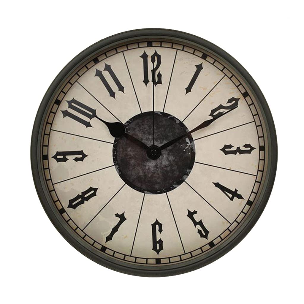 GPDNBIEU, Wall Clock 12 Inch Nordic Metal Retro Black Round Mute Quartz Creative, Clocks(B)