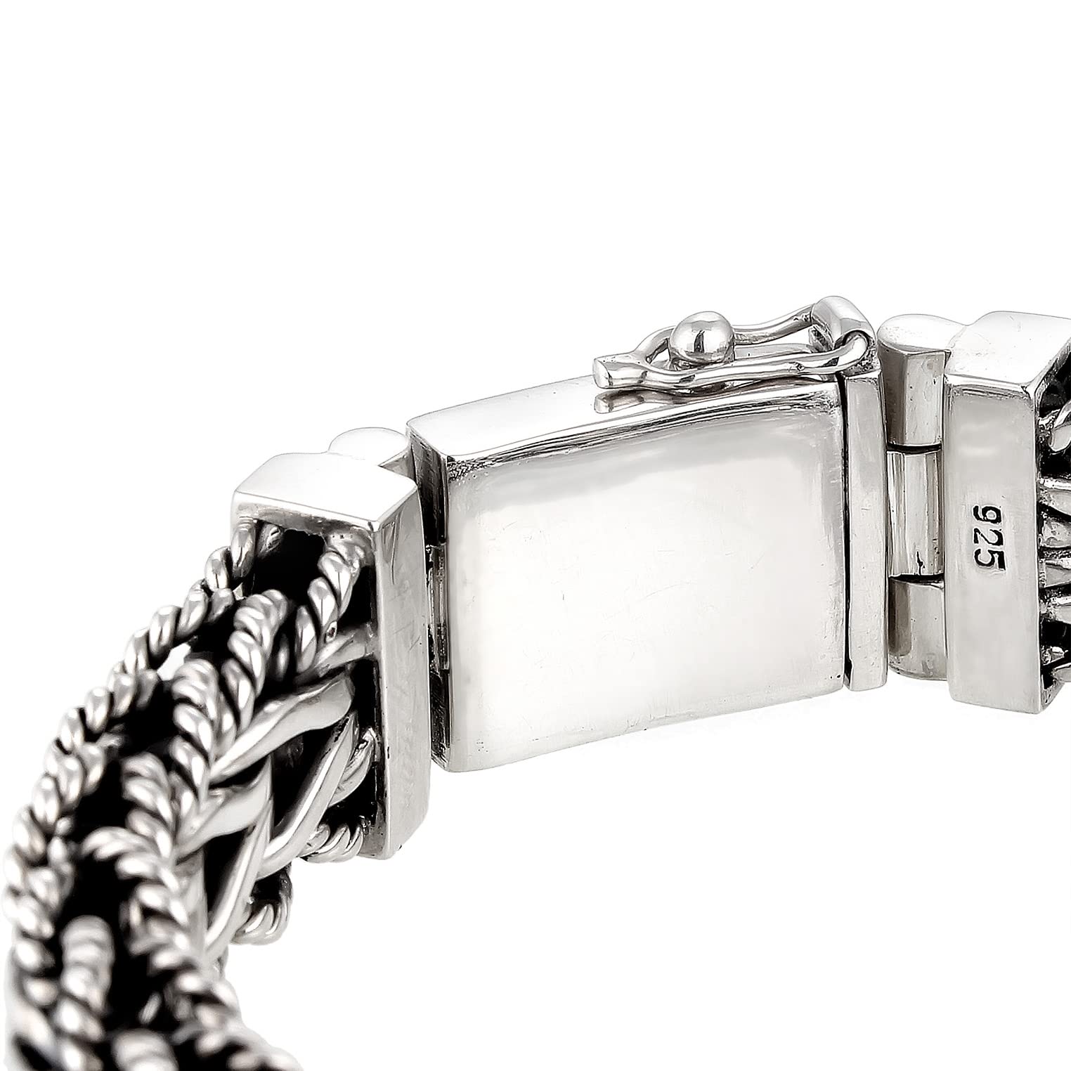 Kuzzoi handgefertigtes Silber Panzer-Armband aus massiven 925 Silber 15 mm