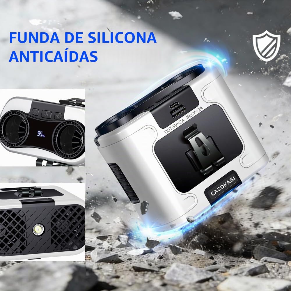 Cazokasi 2026 Ventilador de clip de cintura recargable de 20000 mAh Ventilador portátil para el cuerpo Ventilador personal potente de hasta 40H Ventilador de enfriamiento y prevención de golpes de