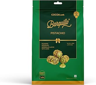 Barquillo Premium Pistachio Coated Chocolate Pouch -20 Pcs (400 gm) | Pista Cream Filled Biscuit Roll imported | Dubai couverture taste | Festive Gift Pack Celebration specially for Festivals