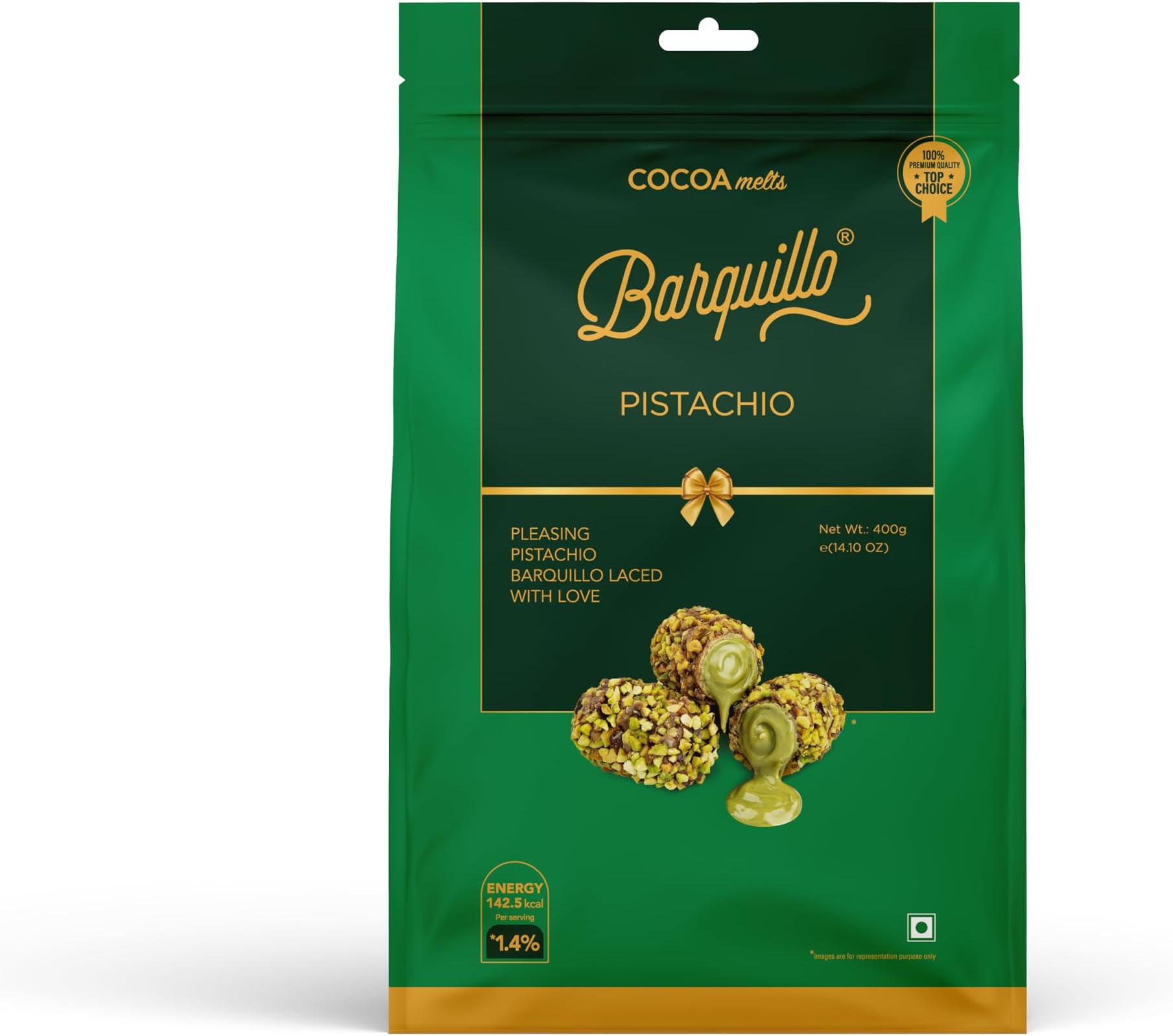 - Barquillo Premium Pistachio Coated Chocolate Pouch -20 Pcs (400 gm) | Pista Cream Filled Biscuit Roll imported | Dubai couverture taste | Festive Gift Pack Celebration specially for Festivals