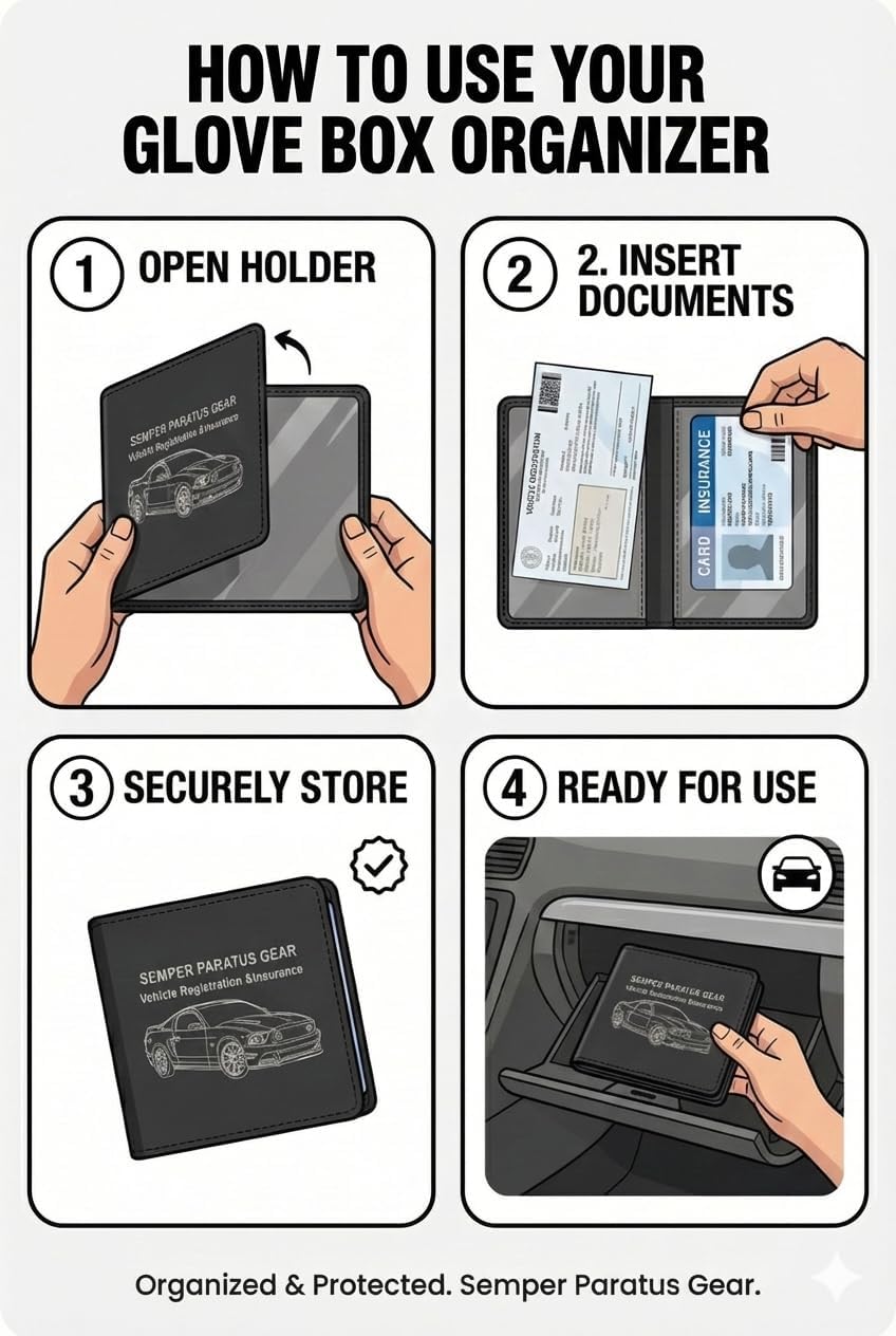 Semper Paratus Gear Car Accessory Bundle – Two Dashboard Phone Mounts & Two Vehicle Registration Holders – Anti-Slip HUD Cell Phone Clip with Vehicle Registration Document Organizer – 4-Pack Set