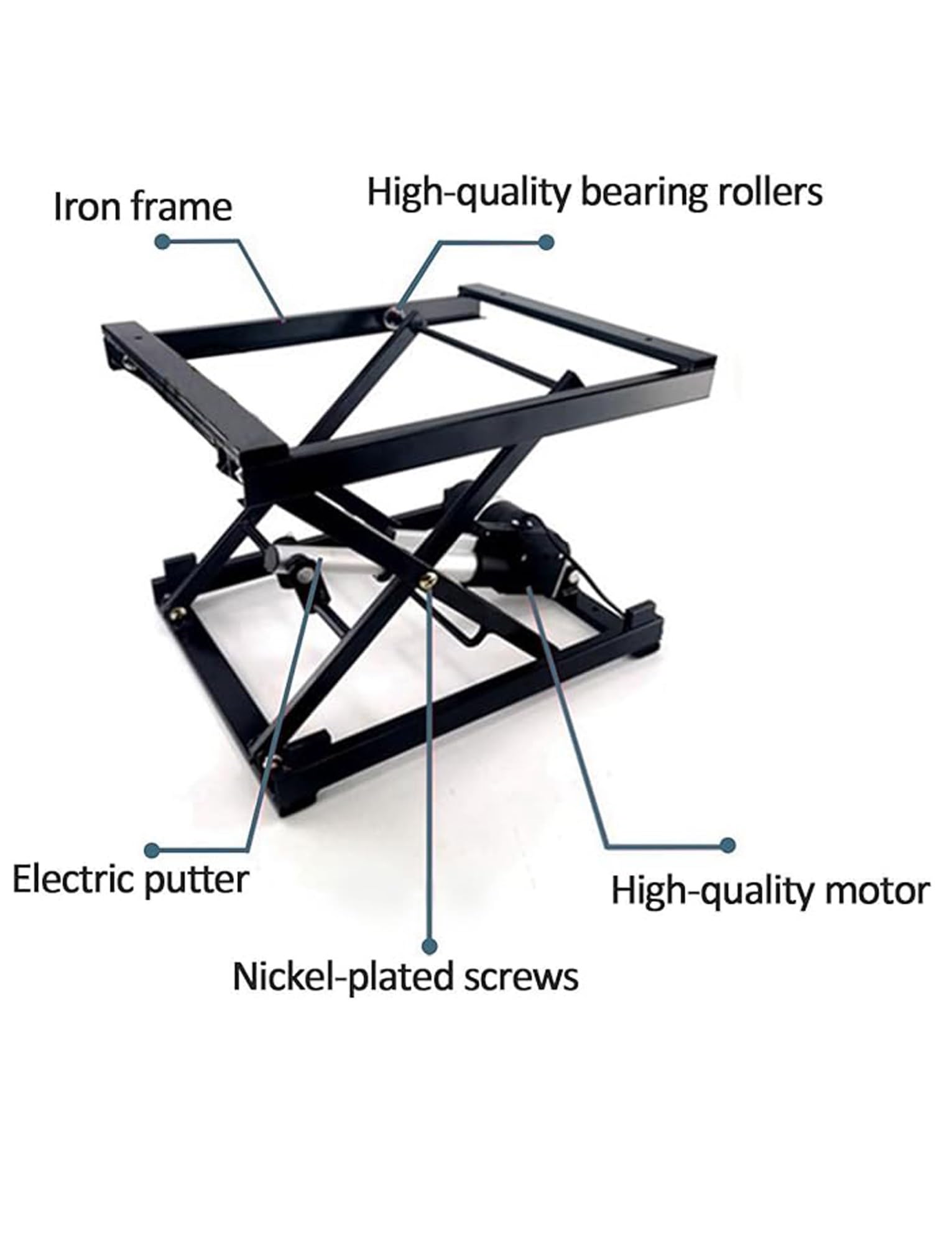 Mesa elevadora eléctrica de 150 kg, plataforma de altura ajustable, elevador de perfil bajo para manejo y transporte, modelo inalámbrico negro, perfecto para uso doméstico y taller