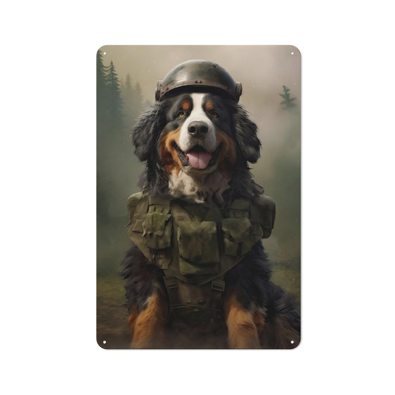 Junmoney Bernese Mountain Soldier Vintage-Inspired Tin Sign 30X20cm For Café Or Restaurant, For Cooler-Month Interiors With Vintage Character