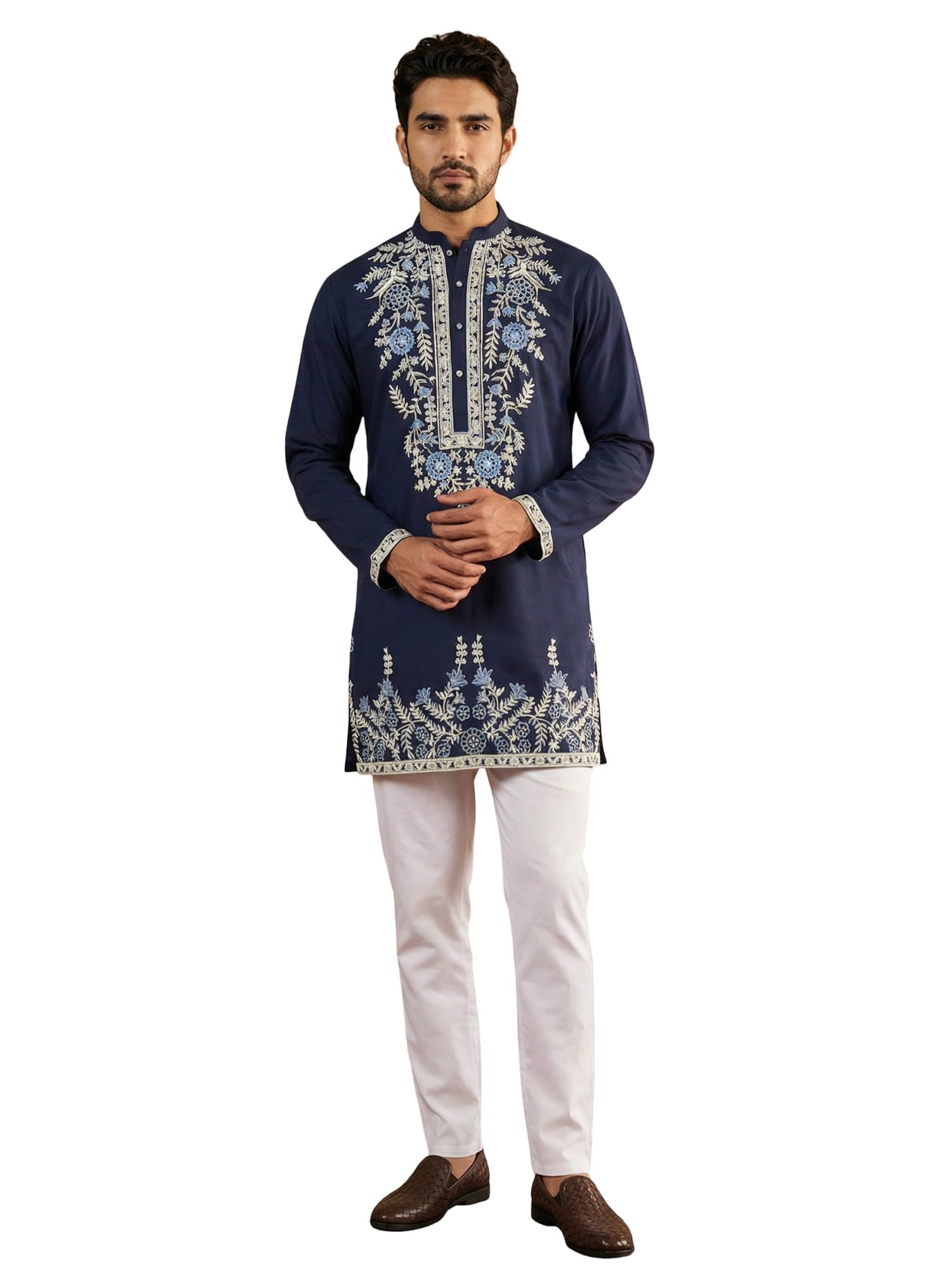 jompers Men Japanese Fabric Embroidered Kurta Set-picture-39