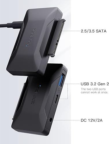Miniatura 3 de Inateck Adaptador SATA a USB 3.2 Gen 2, Cable adaptador de disco duro para SSD/HDD de 2.5/3.5 pulgadas, adaptador de corriente de 12V/2A incluido,