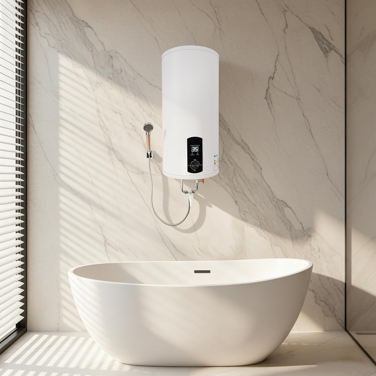 Scaldabagno elettrico da 50 l, 2000 W, con doccia e rubinetto
