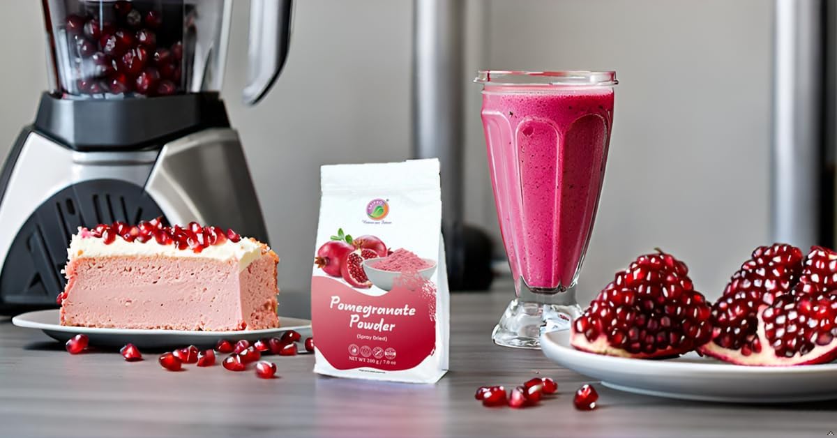 Saipro Pomegranate Fruit Powder 200 gm, For Food, Moctails, cocktails, Juice| Smoothie| Ingredient in beverages, cooking,baking, cosmetics, all natural No Artificial, Color No Preservatives