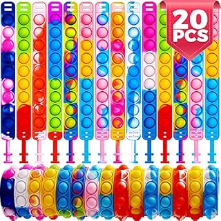 20 PCS Pop Bracelet it Fidget Toys Pack, Fidget Bracelet Birtyday Party Gifts, Pinata Christmas Eve Box Stocking Fillers Kids, Party Bag Fillers Gifts Fidget Wristband as Return Gifts for Kids