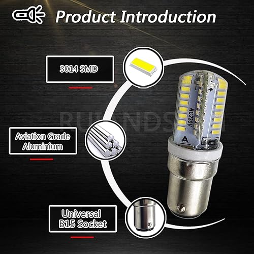 Miniatura 9 de Ruiandsion BA15D Bombillas LED 230 V CA Bombilla base de bayoneta doble 3014 64SMD chips blanco cálido para máquina de coser, lámpara de araña, no