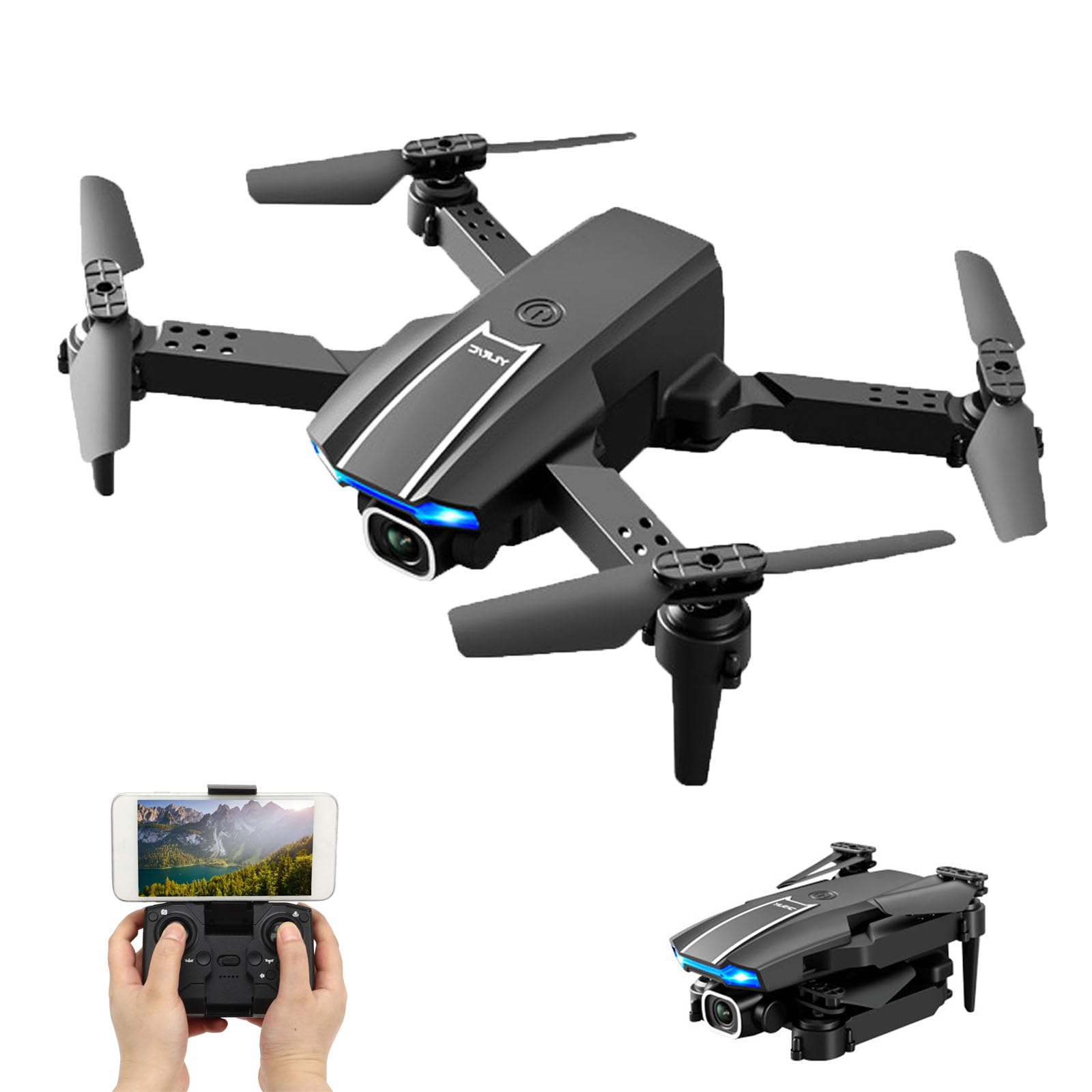 Septpenta Mini Dron dla Dzieci, Składany Mini Dron Z Podwójnym Aparatem 4K HD dla Chłopców I Dziewcząt, Lądowanie Jednym Klawiszem, Utrzymywanie Wysokości, Bateria Litowa 3, 7 V 650 mAh