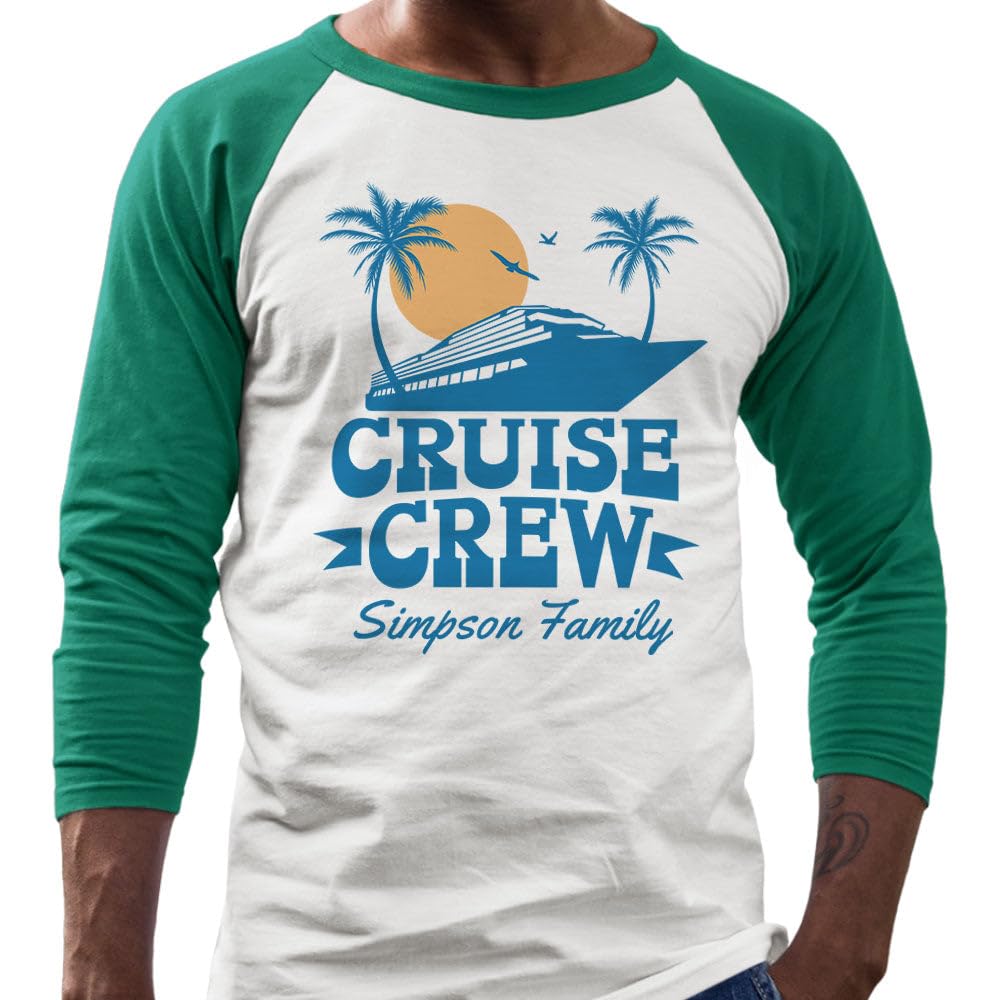 Cruise Crew Simpson Family Three-Quarter Raglan Sleeve Baseball Shirt Unisex X-Small White/Kelly