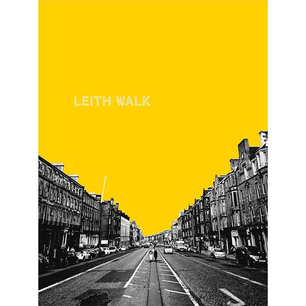Wee Blue Coo Edinburgh Leith Walk Yellow Wall Art Print 12X16